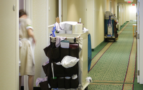 housekeeper in corridor